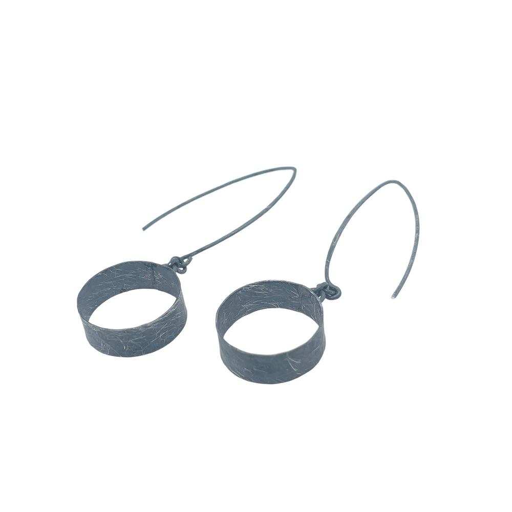 STERLING SILVER CIRCLE LONG WIRE EARRINGS