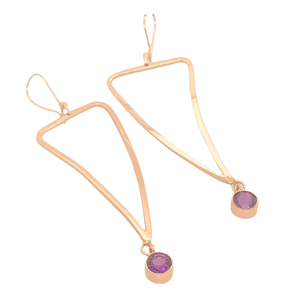 FUSION LAB CREATED AMETHYST CURVED TRIANGLE EARRINGS